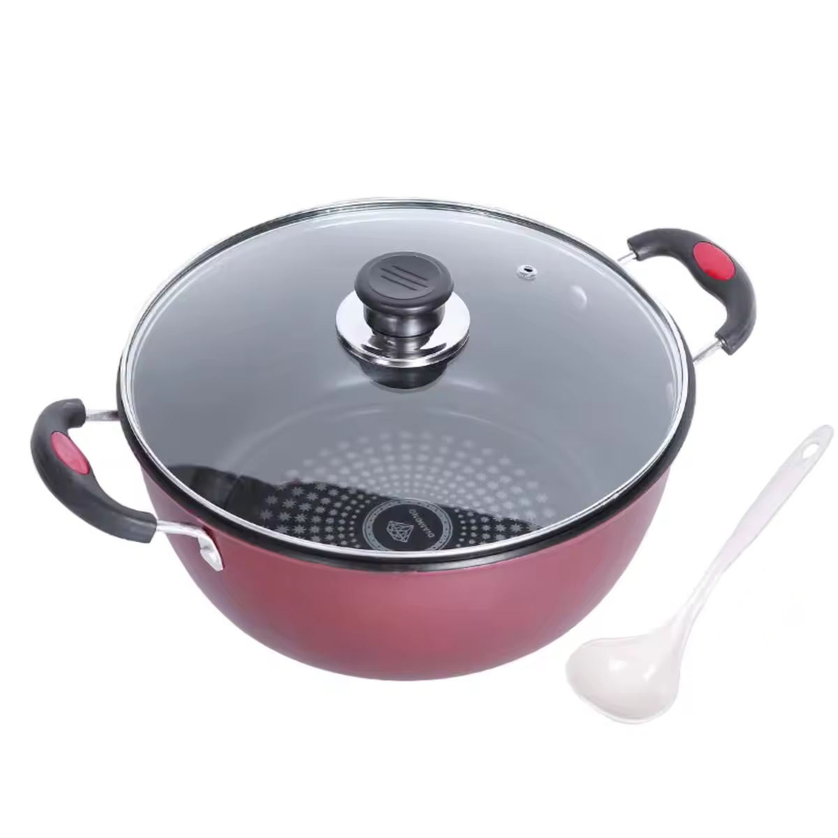 Nồi súp gốm đôi tai Lớp phủ sức khỏe gia đình Lớp phủ chống dính nấu soong Stockpot