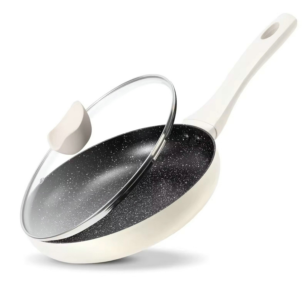 Chảo chống dính bằng đá granit nhẹ để nấu ăn có nắp thủy tinh